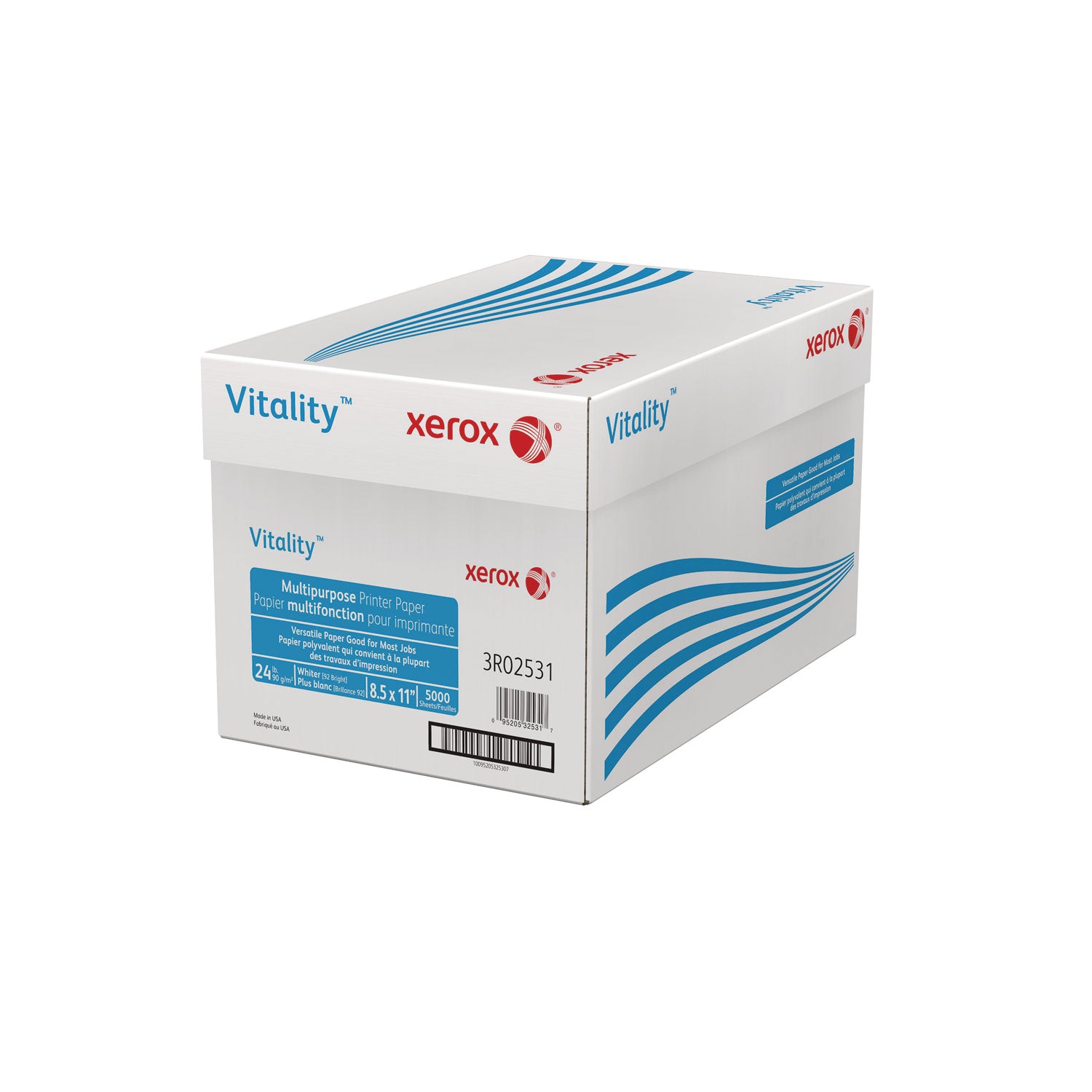 Vitality Multipurpose Print Paper, 92 Bright, 24 lb Bond Weight, 8.5 x 11, White, 500/Ream - 2