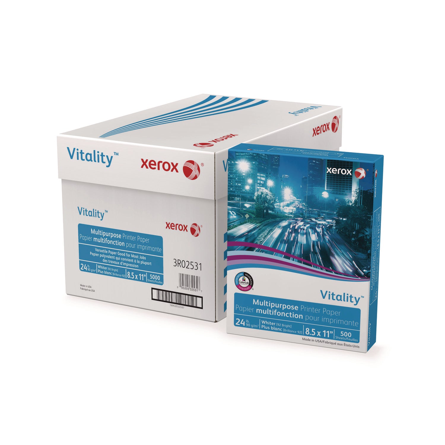 Vitality Multipurpose Print Paper, 92 Bright, 24 lb Bond Weight, 8.5 x 11, White, 500/Ream - 1