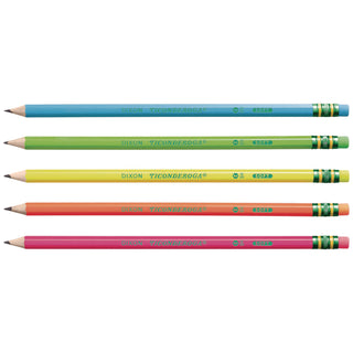 Ticonderoga Neon Pre-Sharpened No. 2 Pencils - #2 Lead - Black Lead - Neon Barrel - 18 / Box