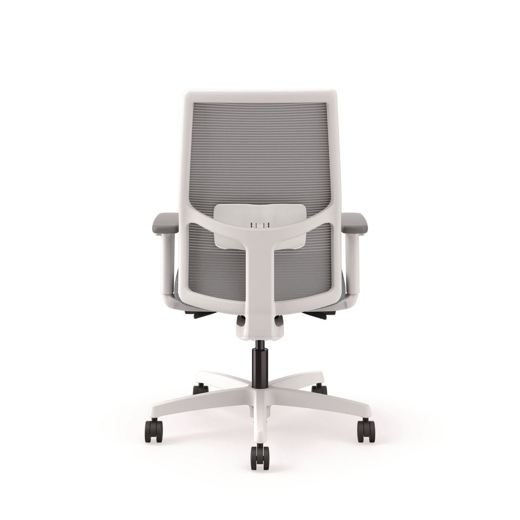 Ignition 2.0 4-Way Stretch Mid-Back Mesh Task Chair, 17" to 21" Seat Height, Basalt Seat, Fog Back, Designer White Base - 6