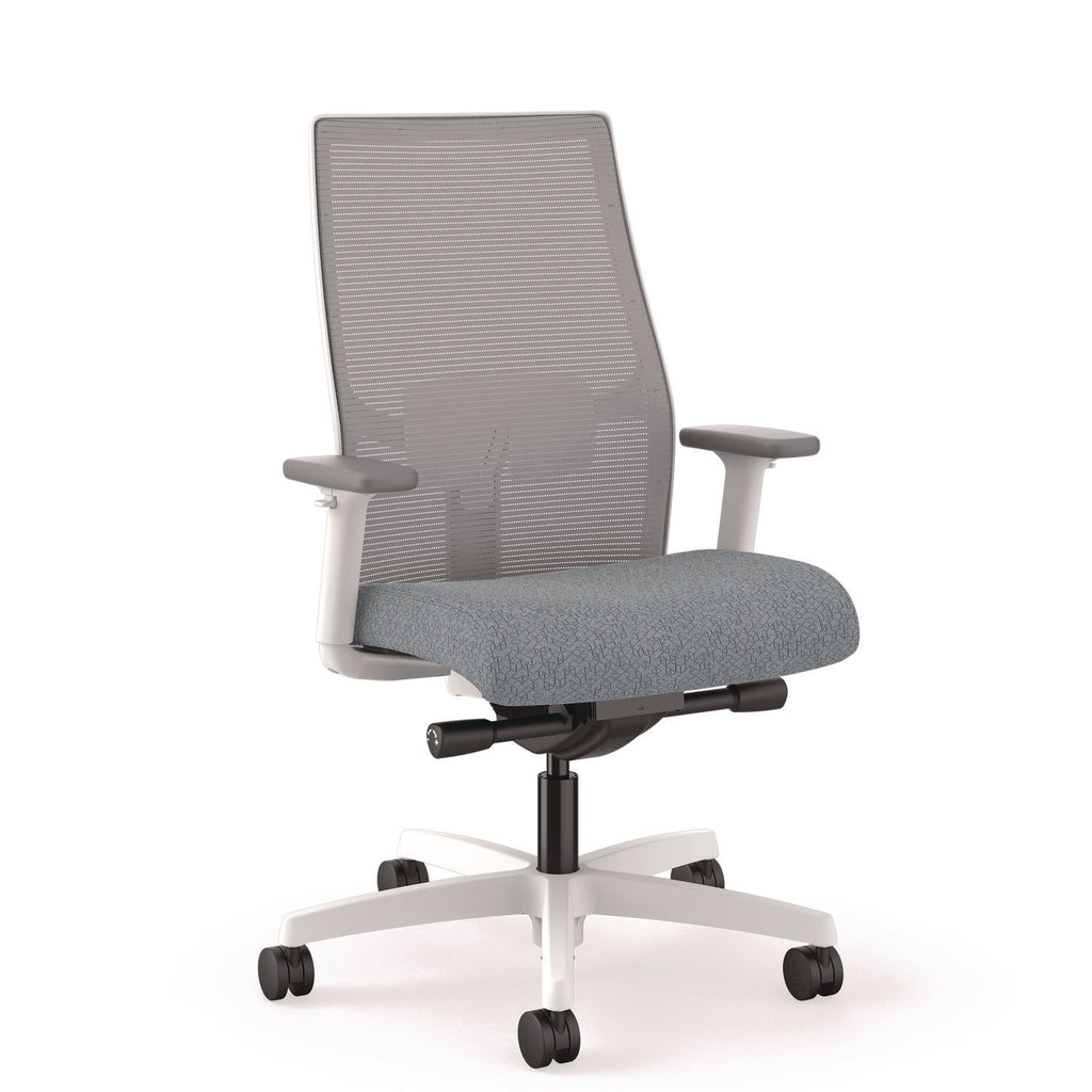 Ignition 2.0 4-Way Stretch Mid-Back Mesh Task Chair, 17" to 21" Seat Height, Basalt Seat, Fog Back, Designer White Base - 4