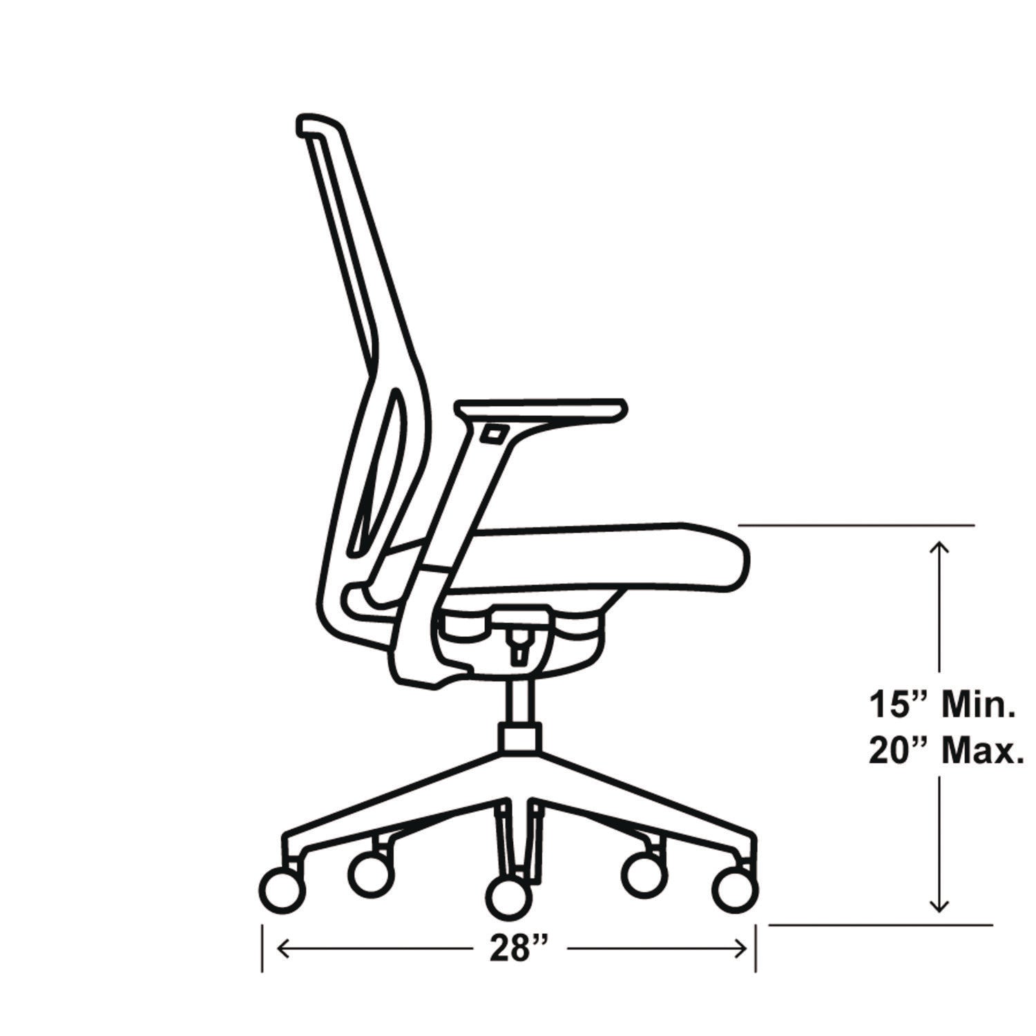 Flexion Mesh Back Task Chair, Supports Up to 300 lb, 14.81" to 19.7" Seat Height, Black/Basalt - 4