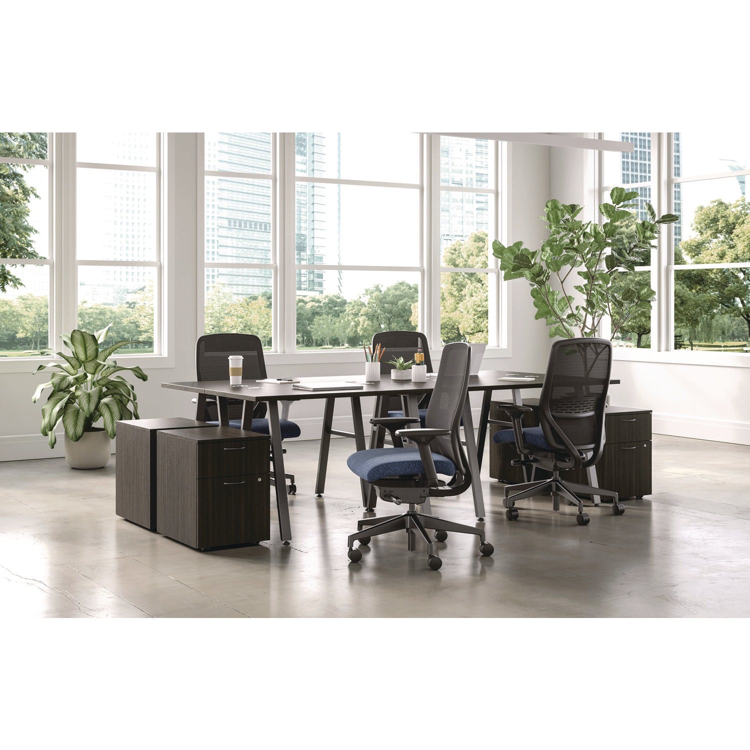 Nucleus Series Recharge Task Chair, Up to 300lb, 16.63" to 21.13" Seat Ht, Navy Seat, Black Back/Base - 8