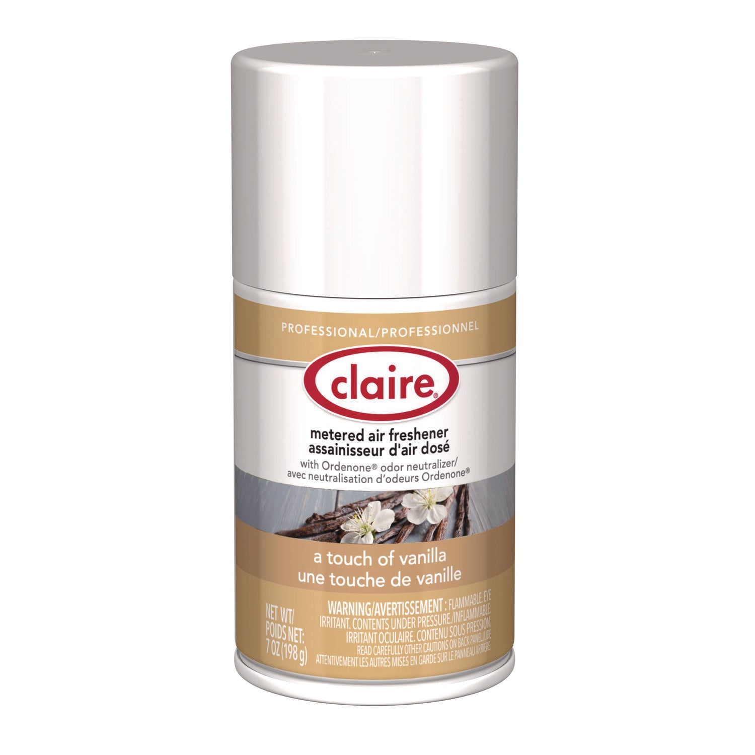 Claire Vanilla Metered Aerosol - Aerosol - 330 Sq. ft. - 10 fl oz (0.3 quart) - Vanilla - 30 Day - 12 / Pack