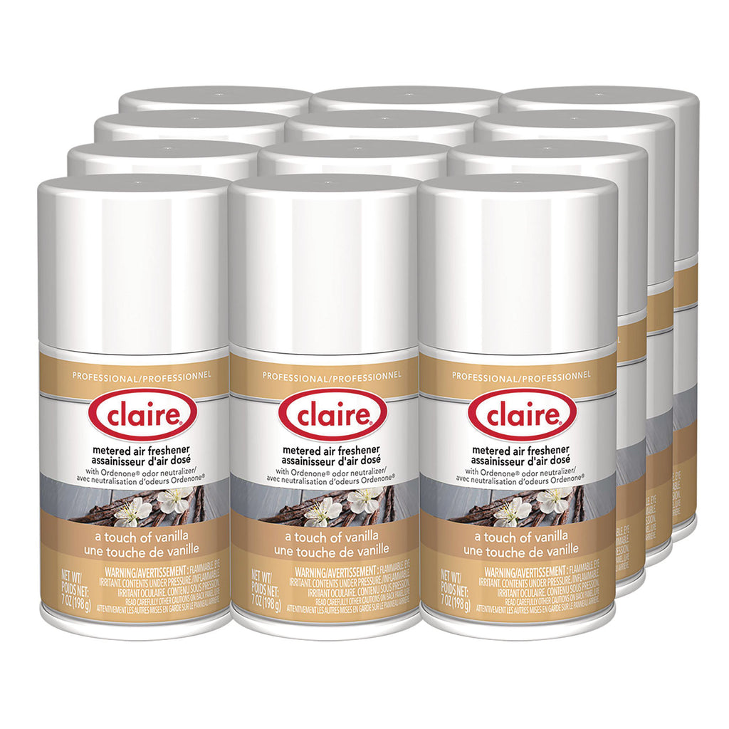 Claire Vanilla Metered Aerosol - Aerosol - 330 Sq. ft. - 10 fl oz (0.3 quart) - Vanilla - 30 Day - 12 / Pack