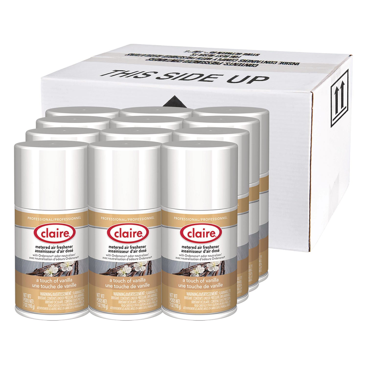 Claire Vanilla Metered Aerosol - Aerosol - 330 Sq. ft. - 10 fl oz (0.3 quart) - Vanilla - 30 Day - 12 / Pack