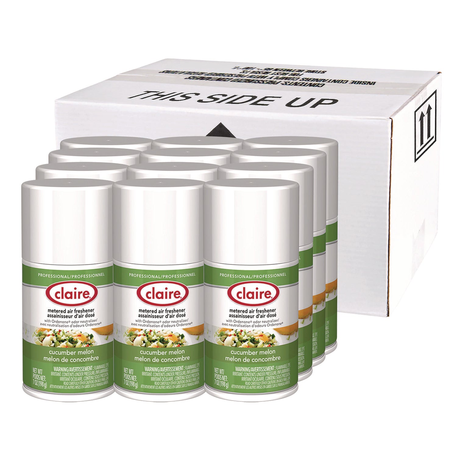 Claire Metered Air Freshener with Ordenone - Aerosol - 6000 ft - 7 fl oz (0.2 quart) - Cucumber Melon - 30 Day - 1 Each - Odor Neutralizer