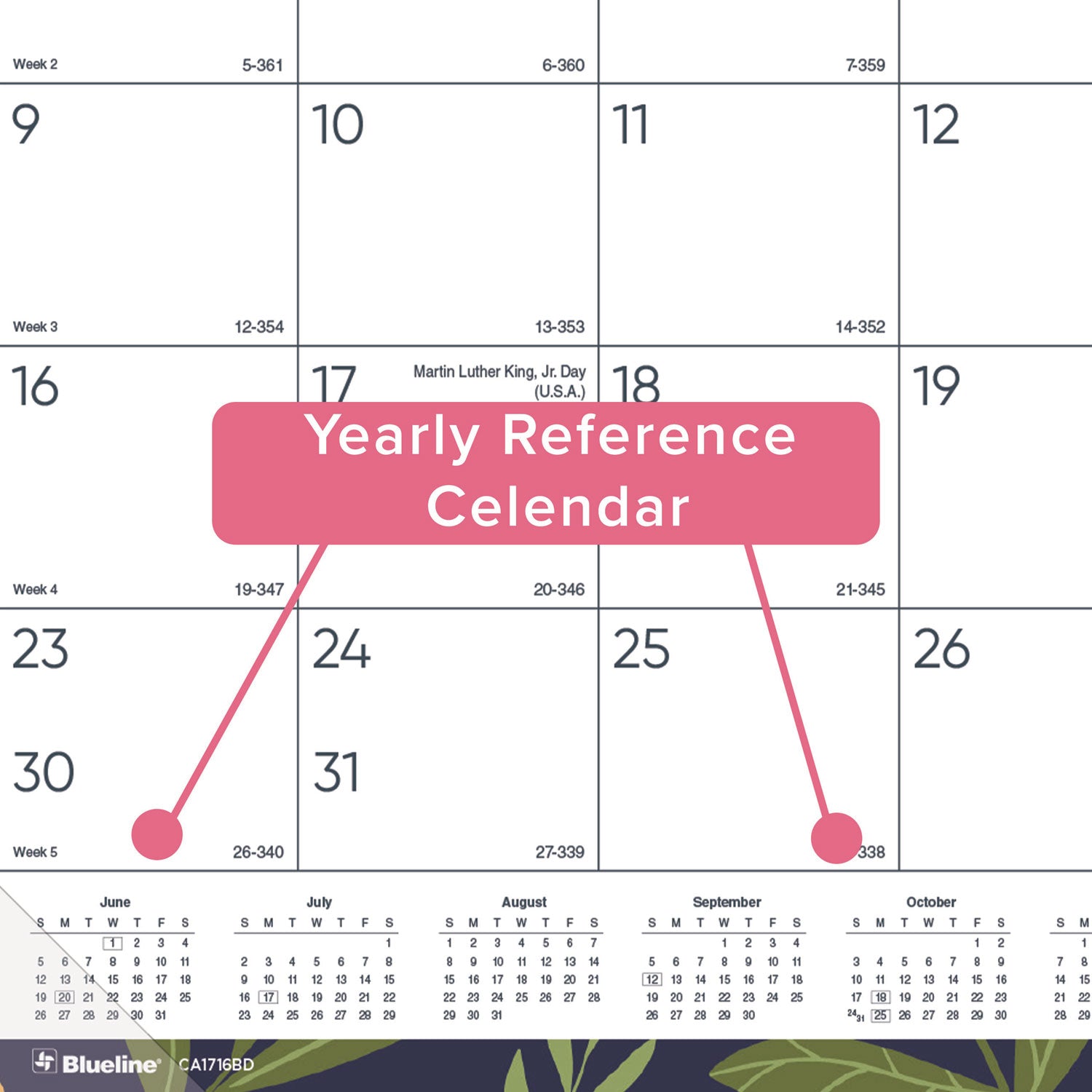 Spring Monthly Academic Desk Pad Calendar, Colorful Blossom Artwork, 22 x 17, Black Binding, 18-Month (July-Dec): 2023-2024 - 5