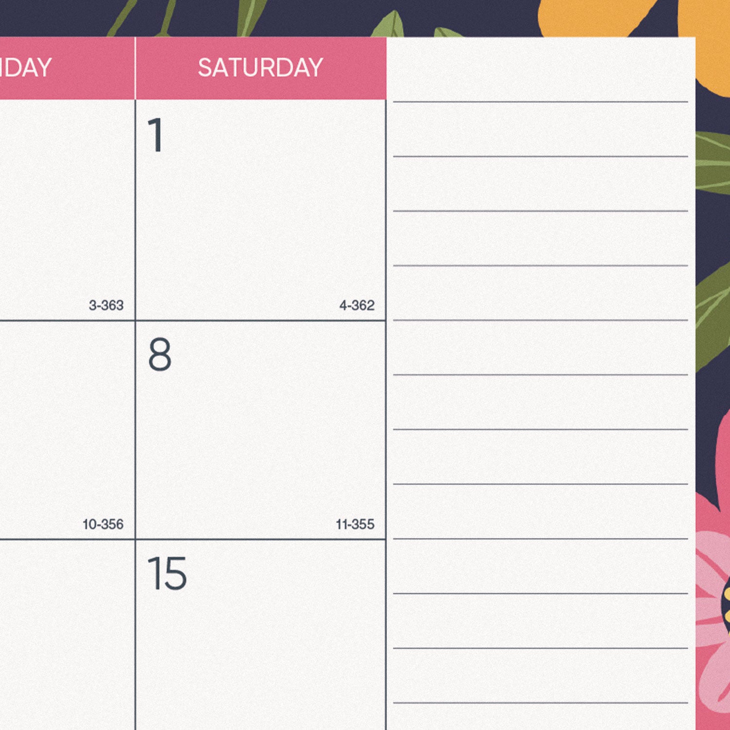 Spring Monthly Academic Desk Pad Calendar, Colorful Blossom Artwork, 22 x 17, Black Binding, 18-Month (July-Dec): 2023-2024 - 3