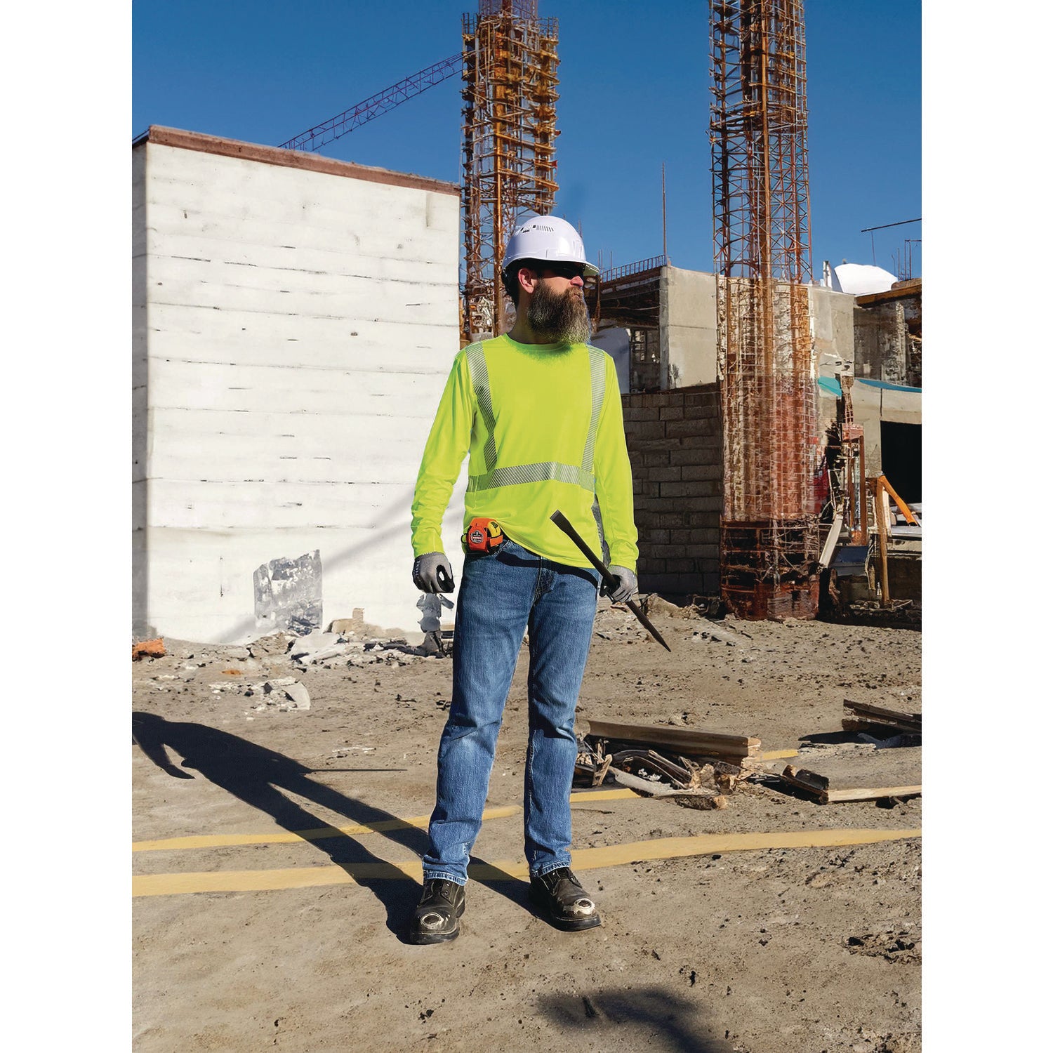 Chill-Its 6688 Cooling Hi-Vis Sun Shirt with UV Protection - Type R, Class 2, M, Lime, Each
