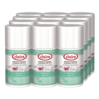Claire Fresh Linen Metered Aerosol - Aerosol - 330 Sq. ft. - 10 fl oz (0.3 quart) - Fresh Linen - 30 Day - 12 / Pack