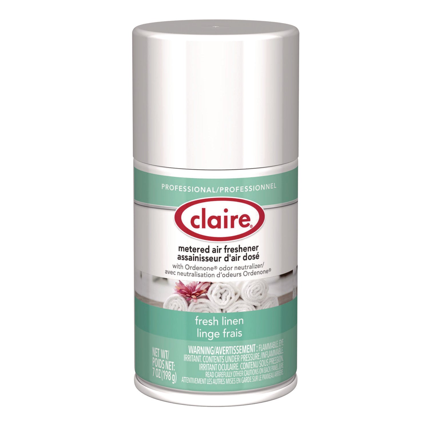 Claire Fresh Linen Metered Aerosol - Aerosol - 330 Sq. ft. - 10 fl oz (0.3 quart) - Fresh Linen - 30 Day - 12 / Pack