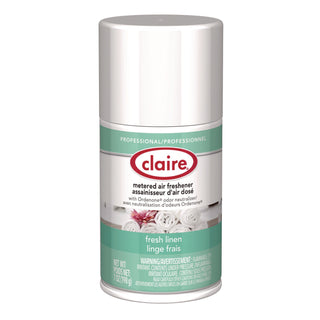 Claire Fresh Linen Metered Aerosol - Aerosol - 330 Sq. ft. - 10 fl oz (0.3 quart) - Fresh Linen - 30 Day - 12 / Pack