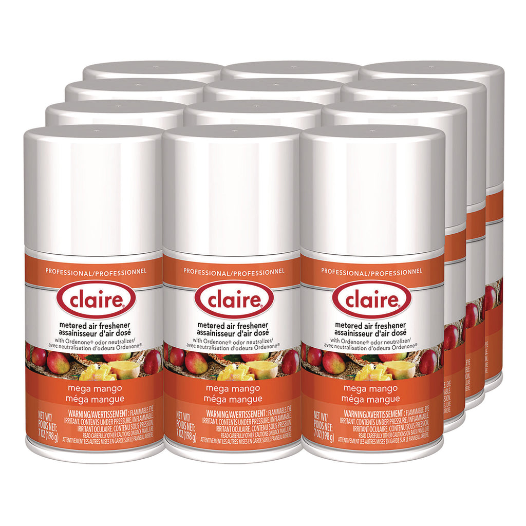 Claire Mega Mango Metered Air Freshener - Aerosol - 330 Sq. ft. - 10 fl oz (0.3 quart) - Mango - 30 Day - 12 / Pack