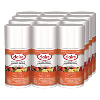 Claire Mega Mango Metered Air Freshener - Aerosol - 330 Sq. ft. - 10 fl oz (0.3 quart) - Mango - 30 Day - 12 / Pack