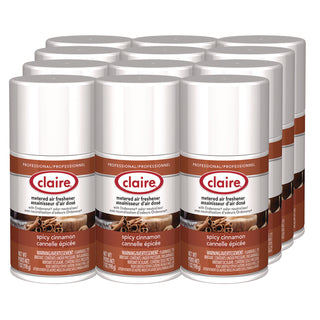 Claire Spicy Cinnamon Metered Air Freshener - Aerosol - 330 Sq. ft. - 10 fl oz (0.3 quart) - Spicy Cinnamon - 30 Day - 12 / Pack