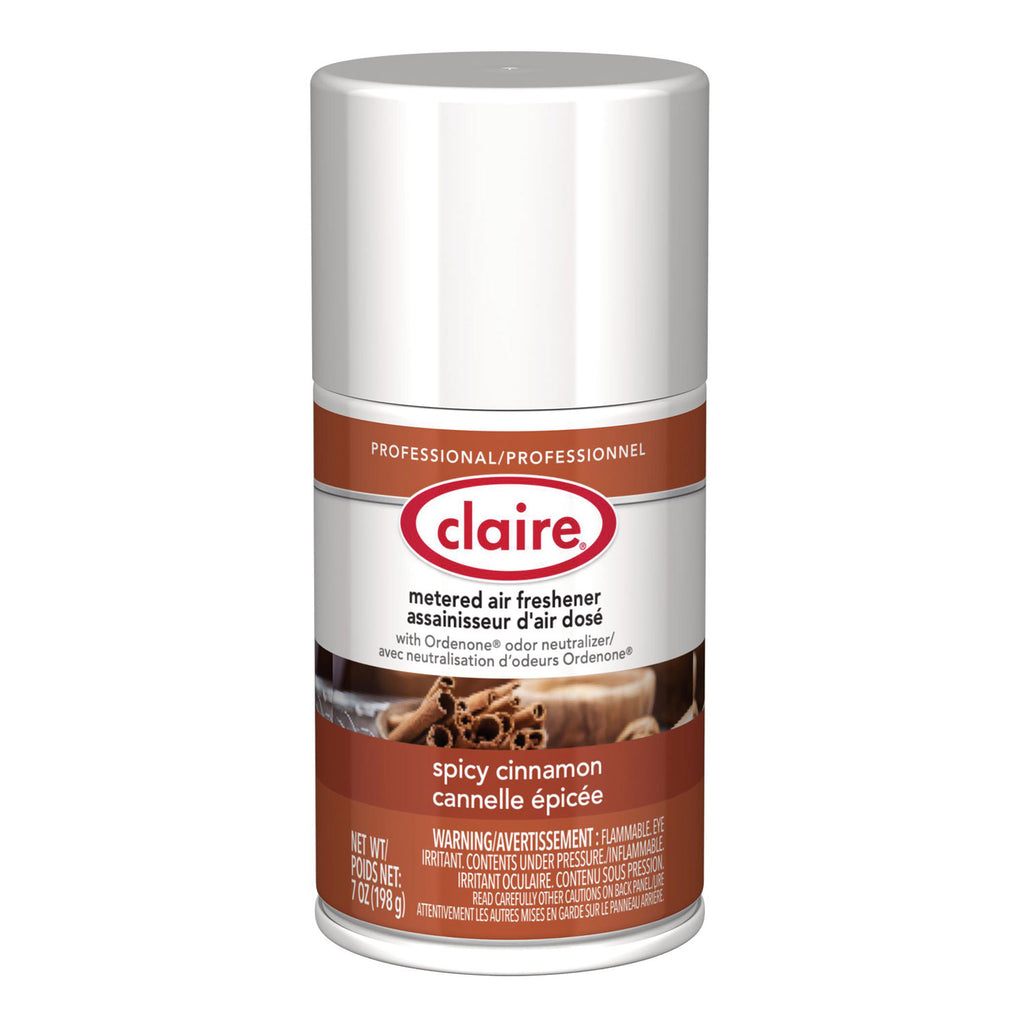 Claire Spicy Cinnamon Metered Air Freshener - Aerosol - 330 Sq. ft. - 10 fl oz (0.3 quart) - Spicy Cinnamon - 30 Day - 12 / Pack