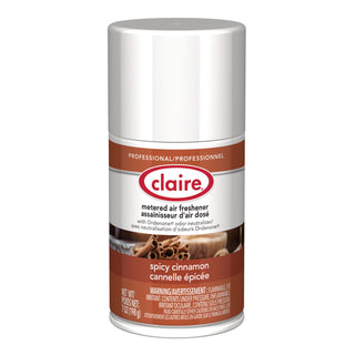 Claire Spicy Cinnamon Metered Air Freshener - Aerosol - 330 Sq. ft. - 10 fl oz (0.3 quart) - Spicy Cinnamon - 30 Day - 12 / Pack