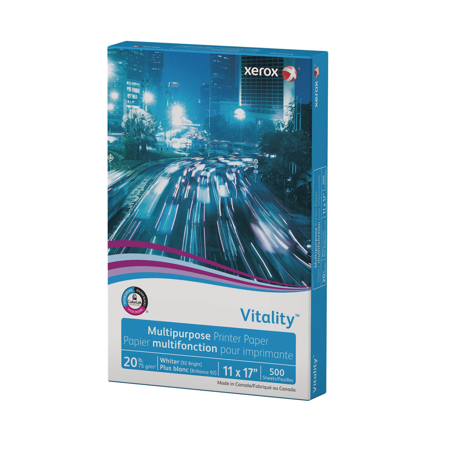 Vitality Multipurpose Print Paper, 92 Bright, 20 lb Bond Weight, 11 x 17, White, 500/Ream