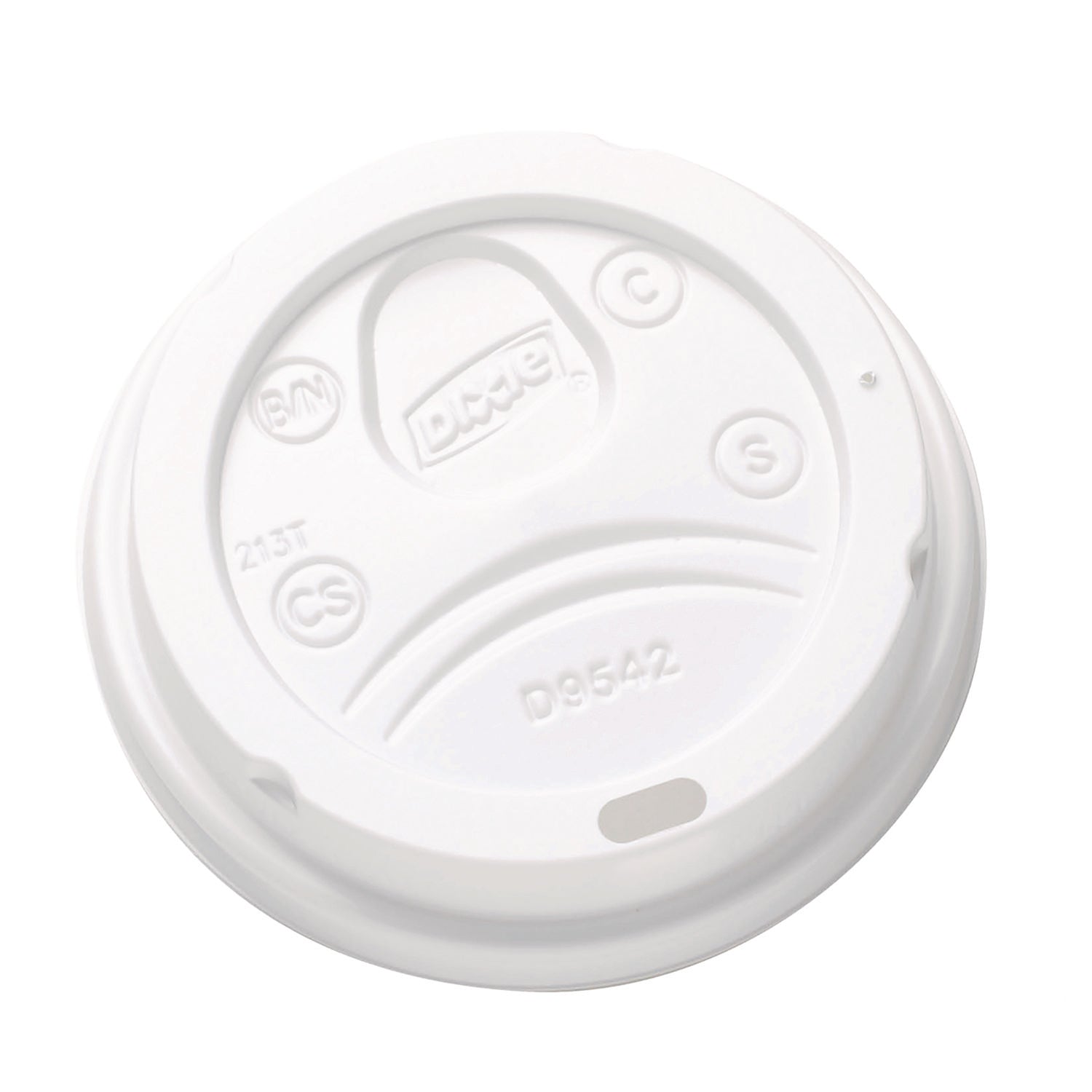 Dome Drink-Thru Lids, Fits 10 oz to 16 oz Paper Hot Cups, White, 1,000/Carton - 1