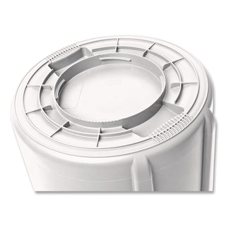 Vented Round Brute Container, 10 gal, Plastic, White