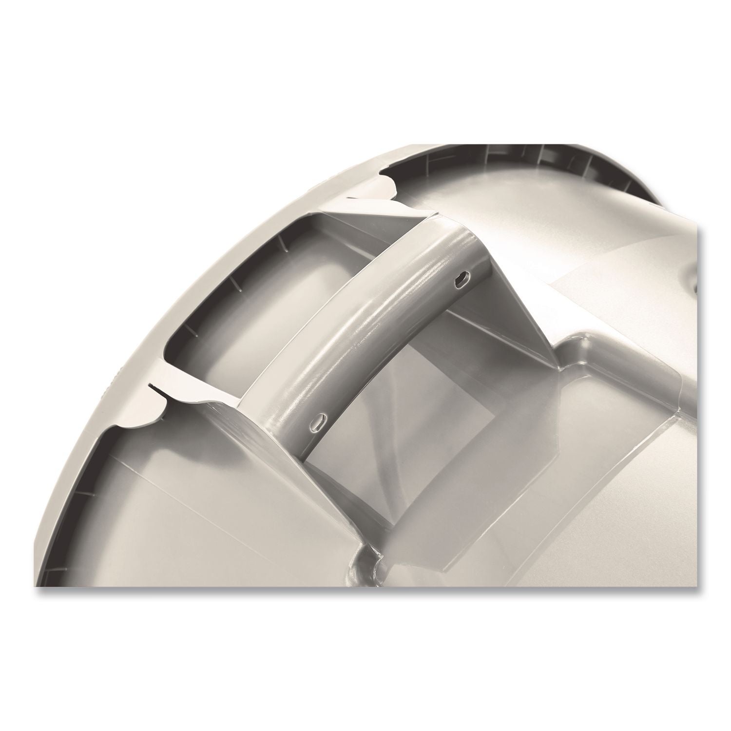 Vented Round Brute Container, 10 gal, Plastic, White