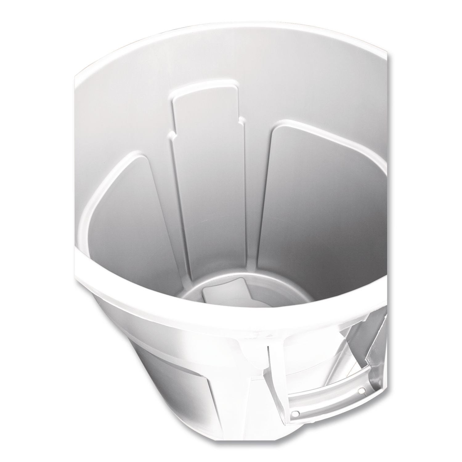 Vented Round Brute Container, 10 gal, Plastic, White