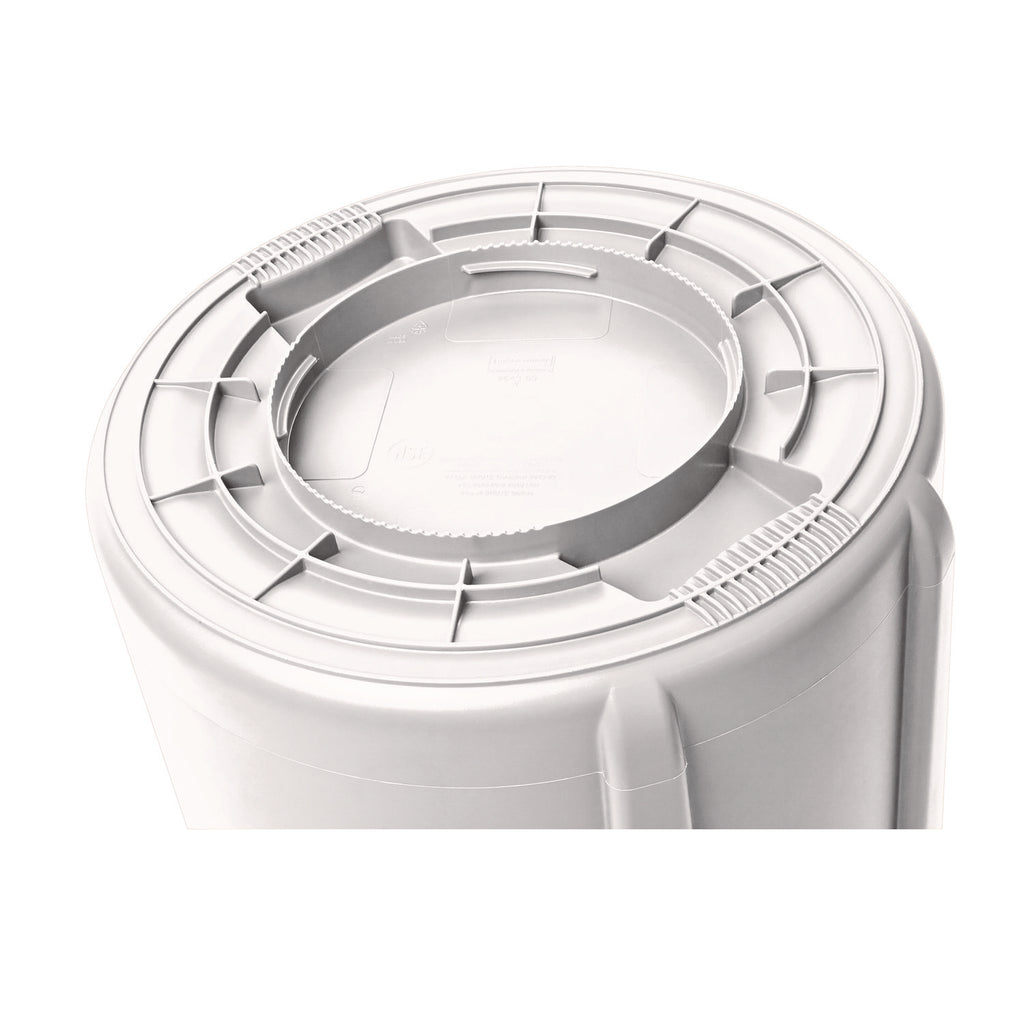 Vented Round Brute Container, 20 gal, Plastic, White