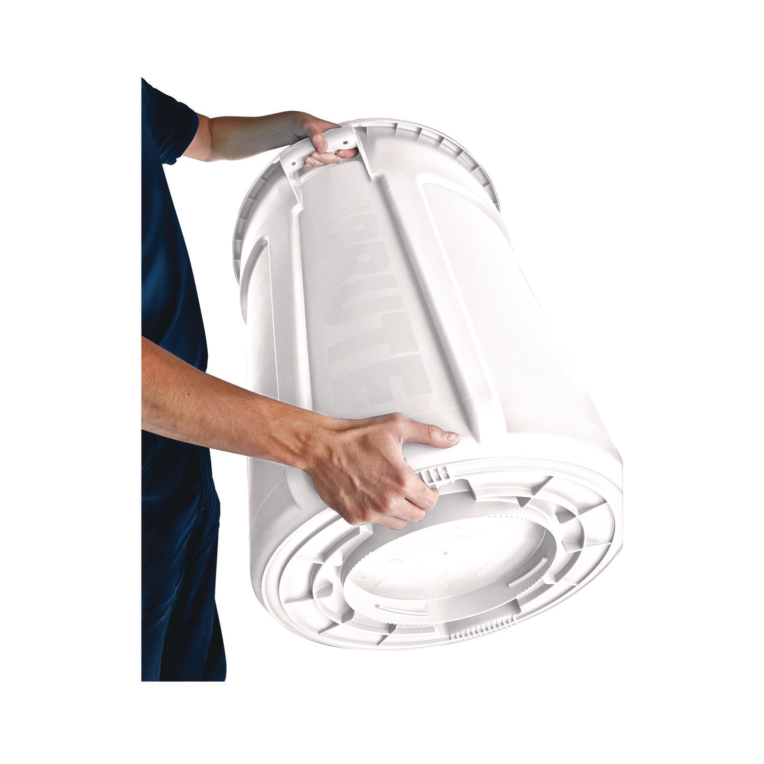 Vented Round Brute Container, 32 gal, Plastic, White