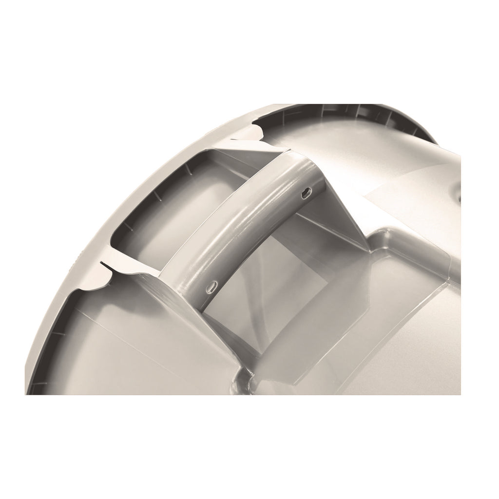 Vented Round Brute Container, 32 gal, Plastic, White