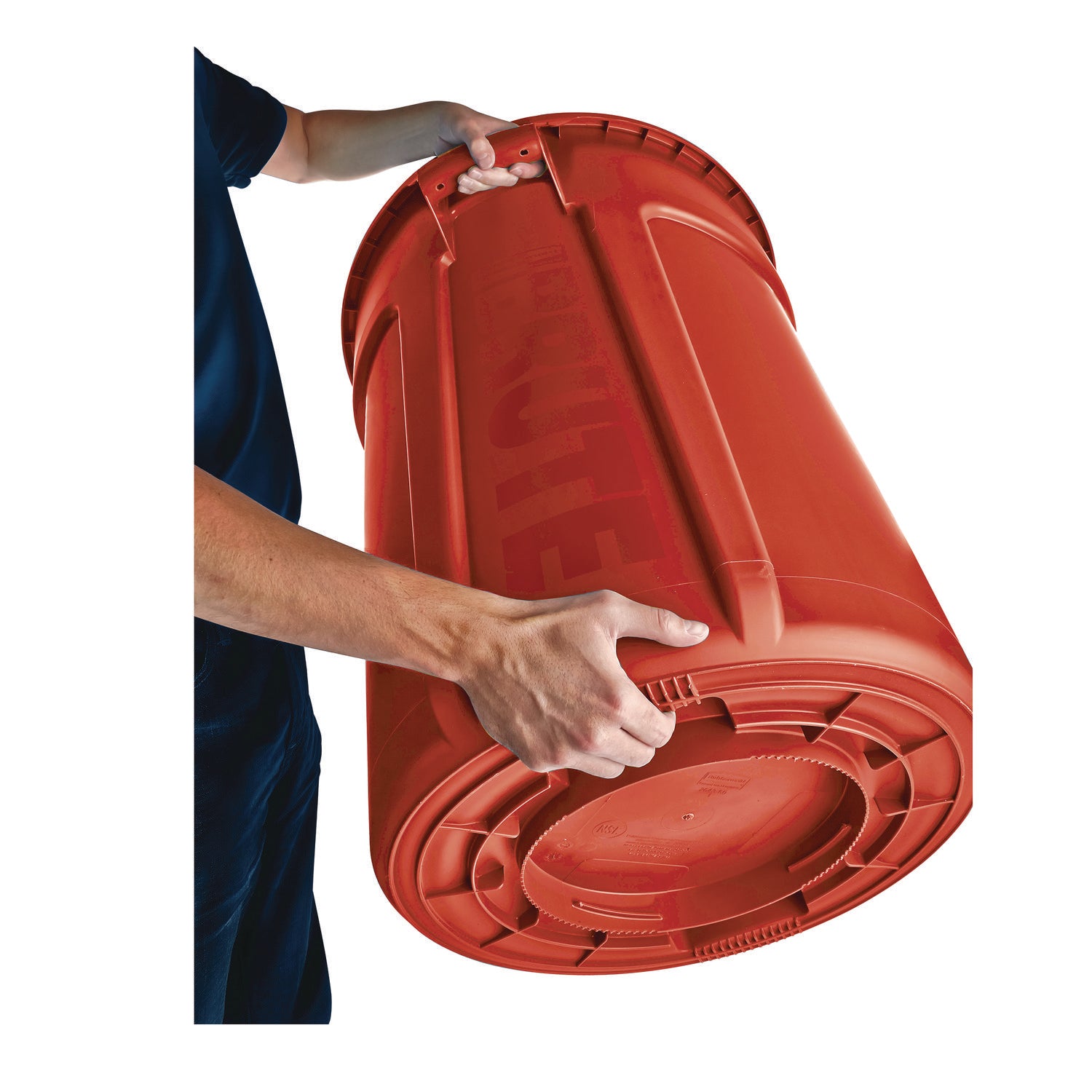 Vented Round Brute Container, 44 gal, Plastic, Red, 4/Carton