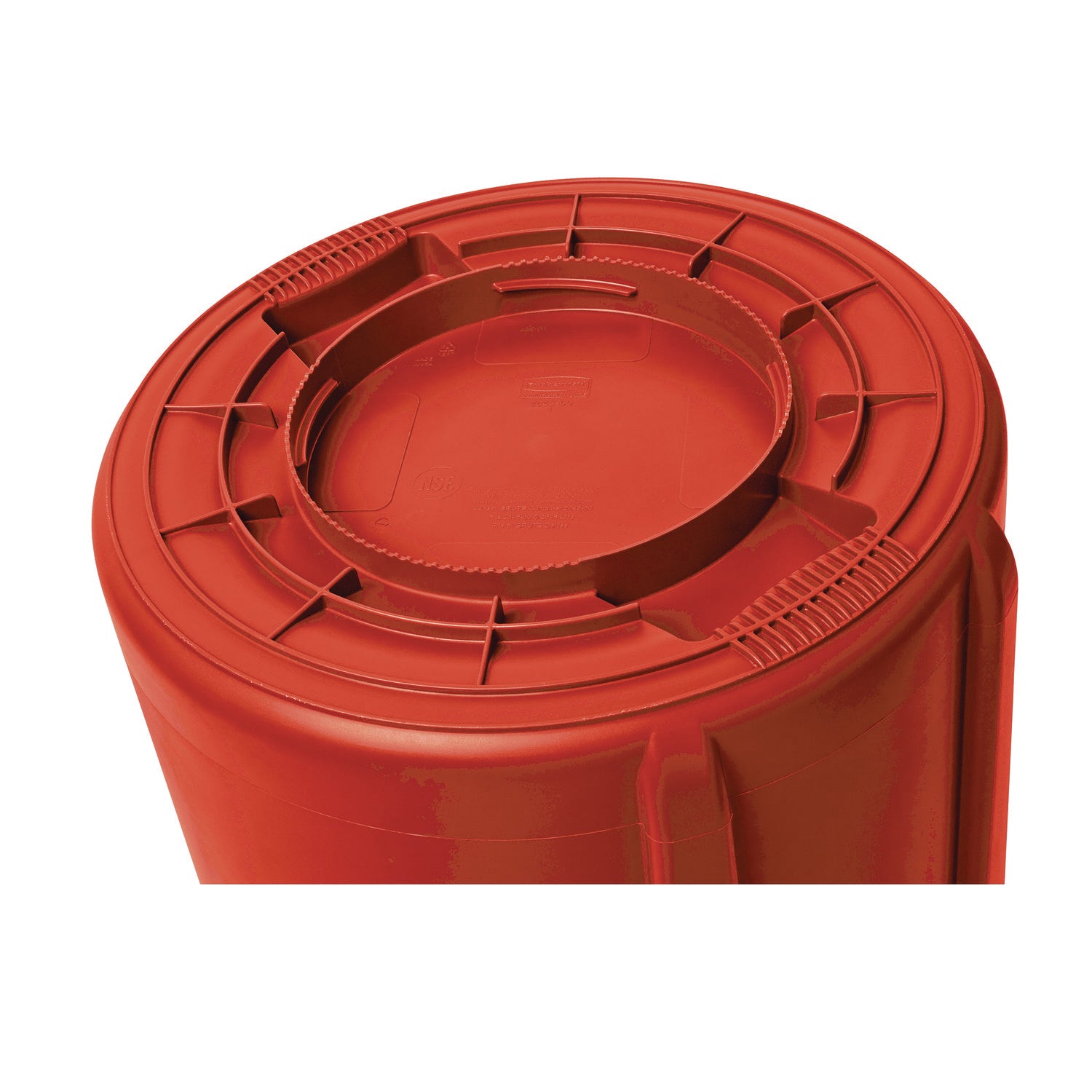 Vented Round Brute Container, 44 gal, Plastic, Red, 4/Carton