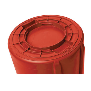 Vented Round Brute Container, 44 gal, Plastic, Red, 4/Carton
