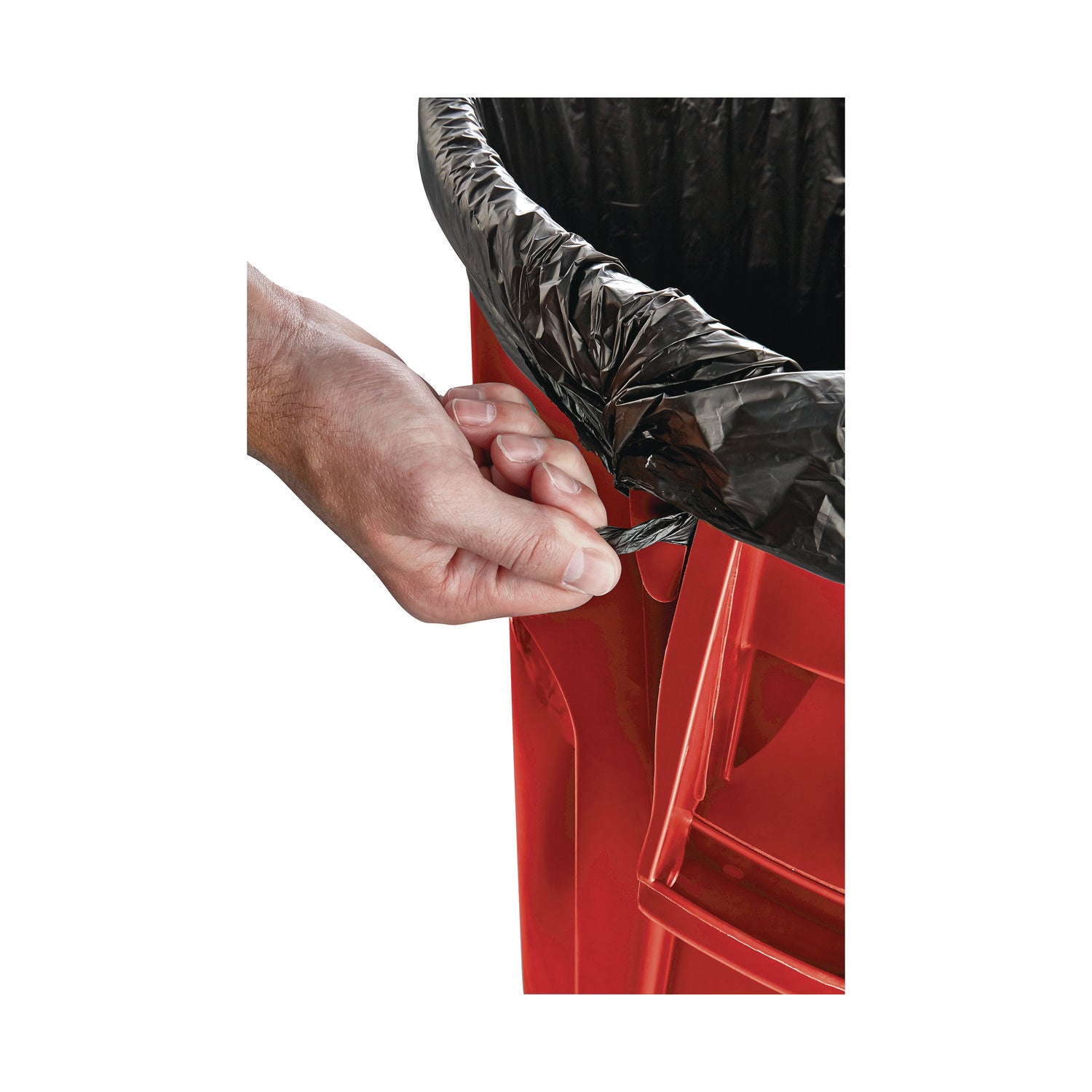 Vented Round Brute Container, 44 gal, Plastic, Red, 4/Carton