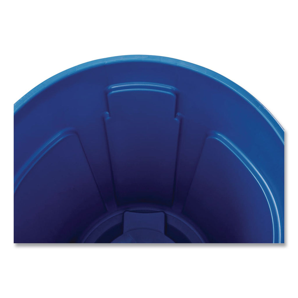 Vented Round Brute Container, 44 gal, Plastic, Blue