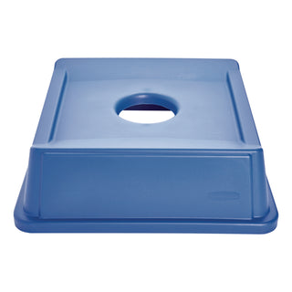 Untouchable Bottle and Can Recycling Top, Round Opening, 20.13w x 20.13d x 6.25h, Blue