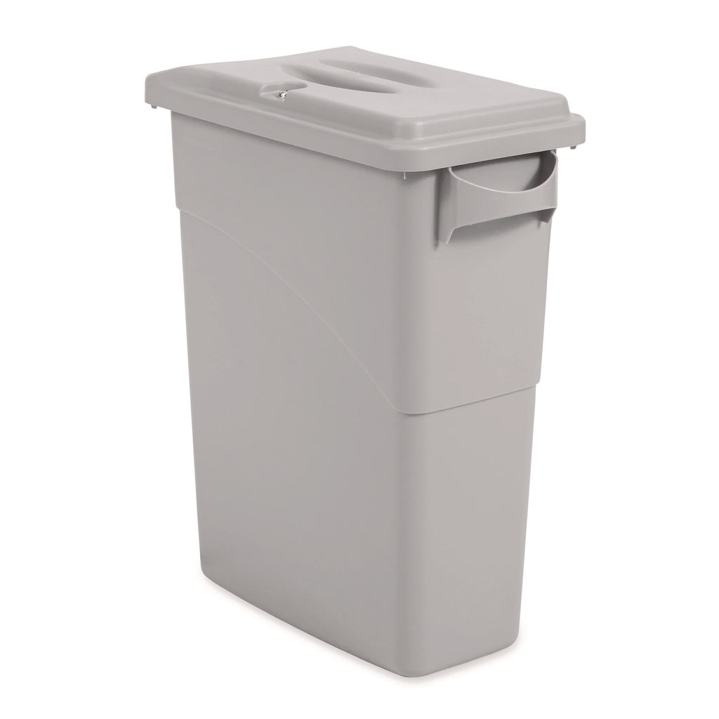 Slim Jim Confidential Document Waste Receptacle with Lid, 23 gal, Light Gray - 2