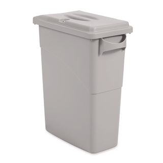 Slim Jim Confidential Document Waste Receptacle with Lid, 23 gal, Light Gray - 2