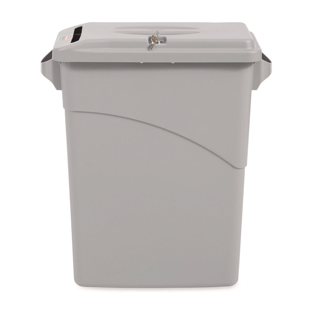 Slim Jim Confidential Document Waste Receptacle with Lid, 23 gal, Light Gray - 3