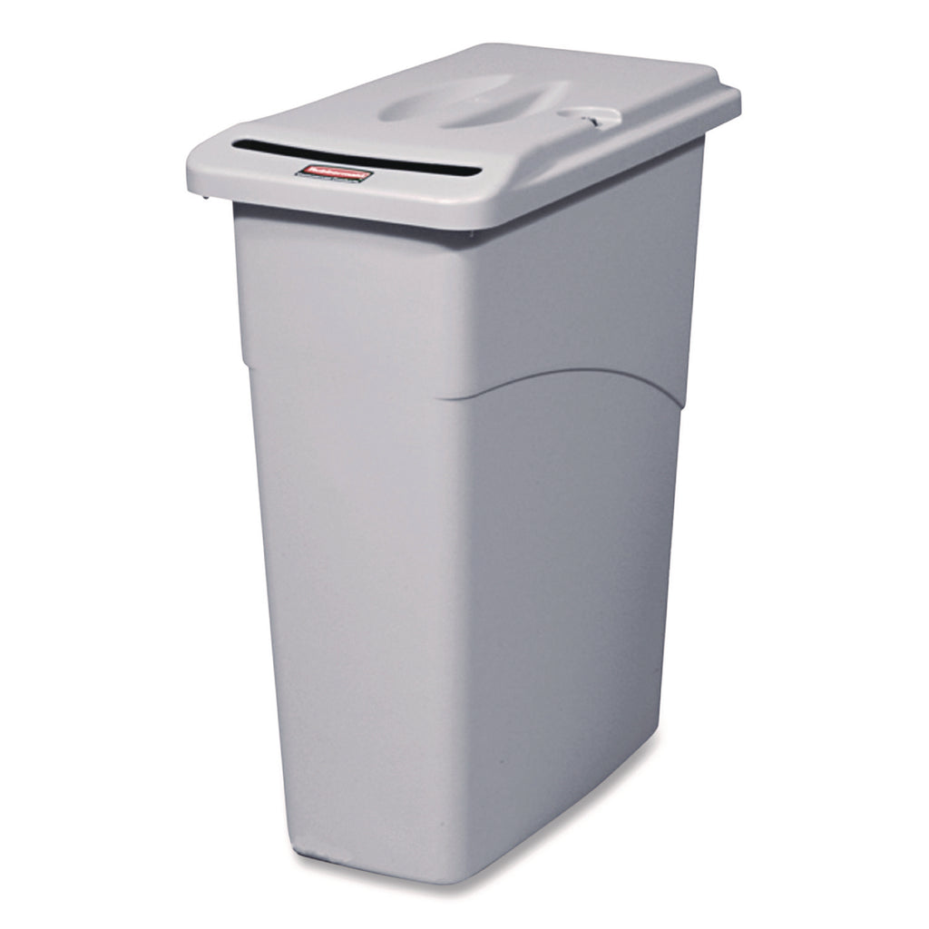 Slim Jim Confidential Document Waste Receptacle with Lid, 23 gal, Light Gray - 1