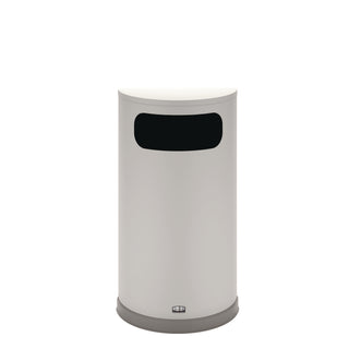 European and Metallic Series Half-Round Waste Receptacle, 9 gal, Steel, Satin Stainless - 1