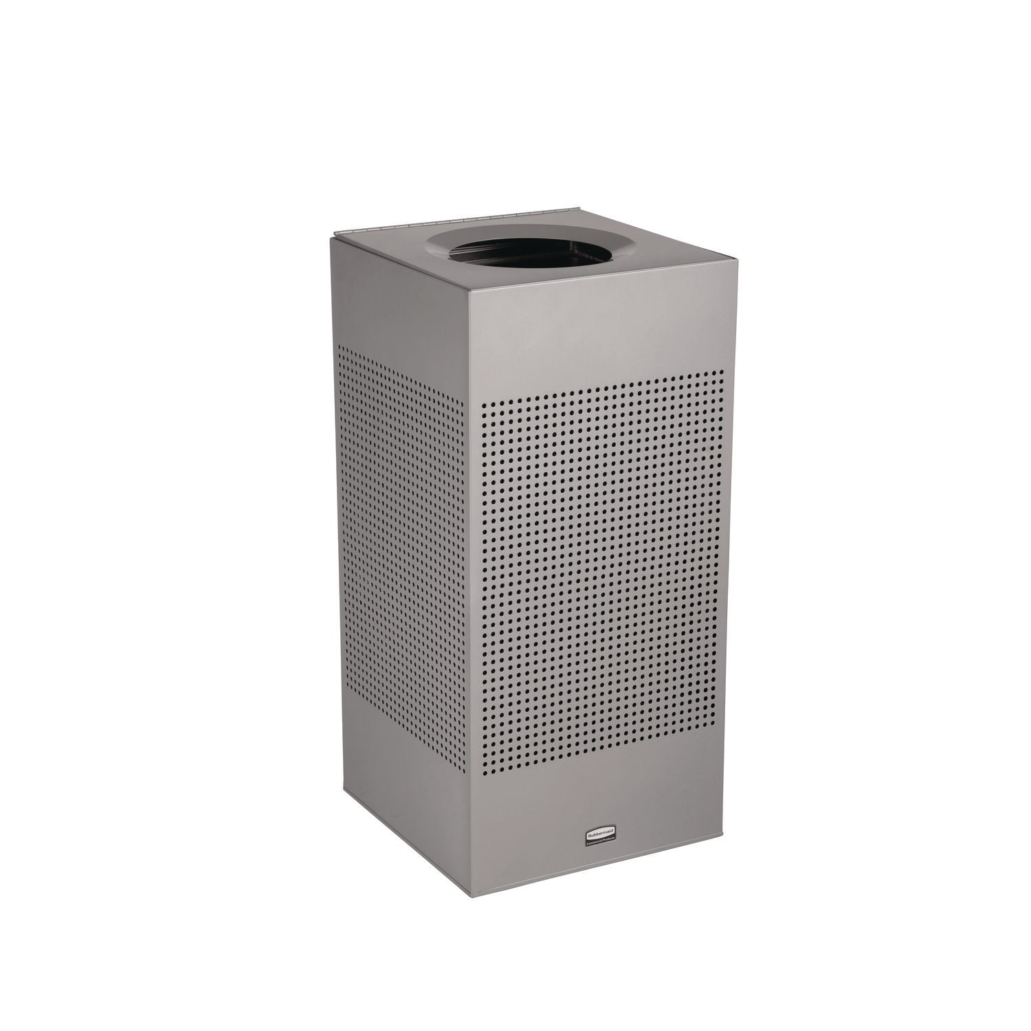 Rubbermaid Commercial Silhouettes 16G Waste Container - 16 gal Capacity - Square - Perforated, Fire-Safe, Durable - 30.4" Height x 14.8" Width x 14.8" Depth - Steel, Metal - Silver Metallic - 1 Each - 2