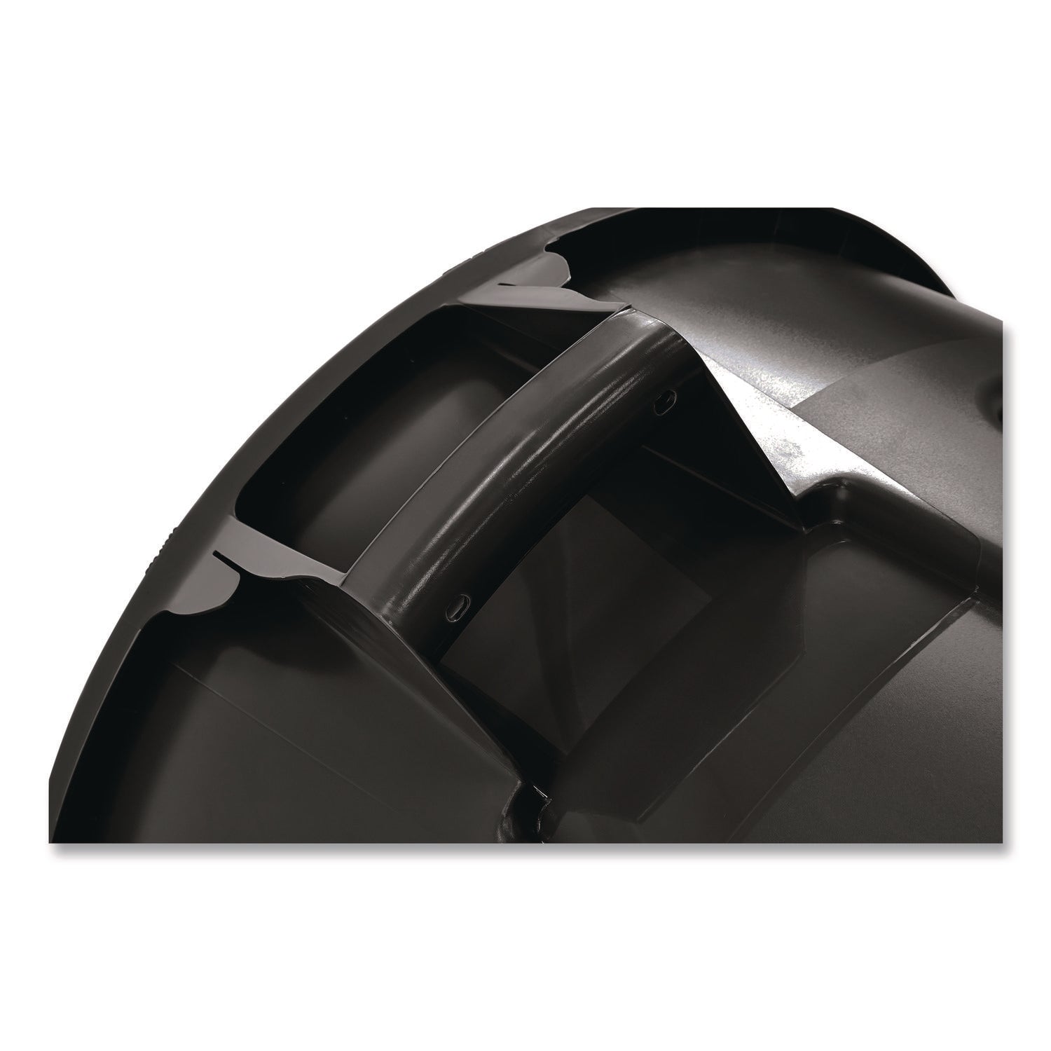 Vented Round Brute Container, 44 gal, Plastic, Black