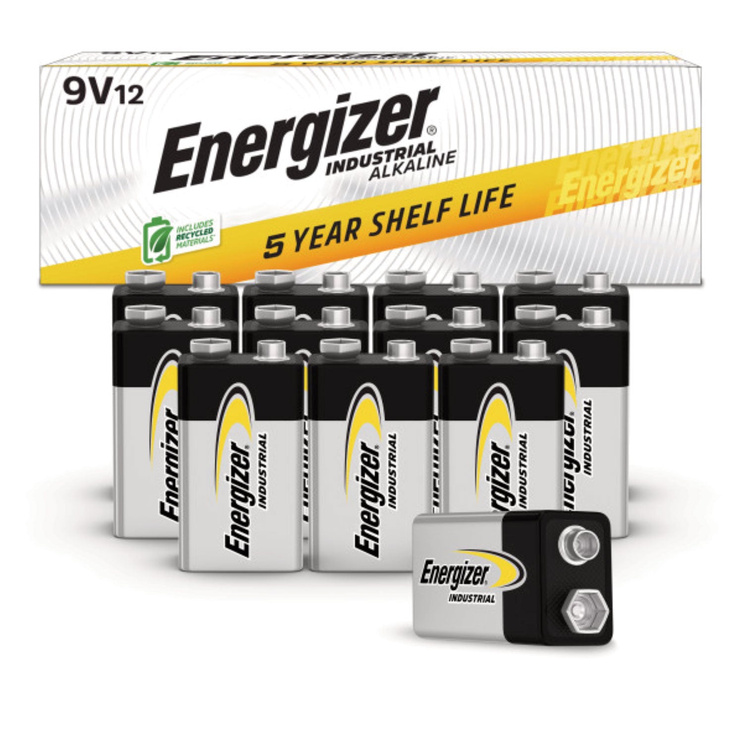 Industrial Alkaline 9V Batteries, 12/Box