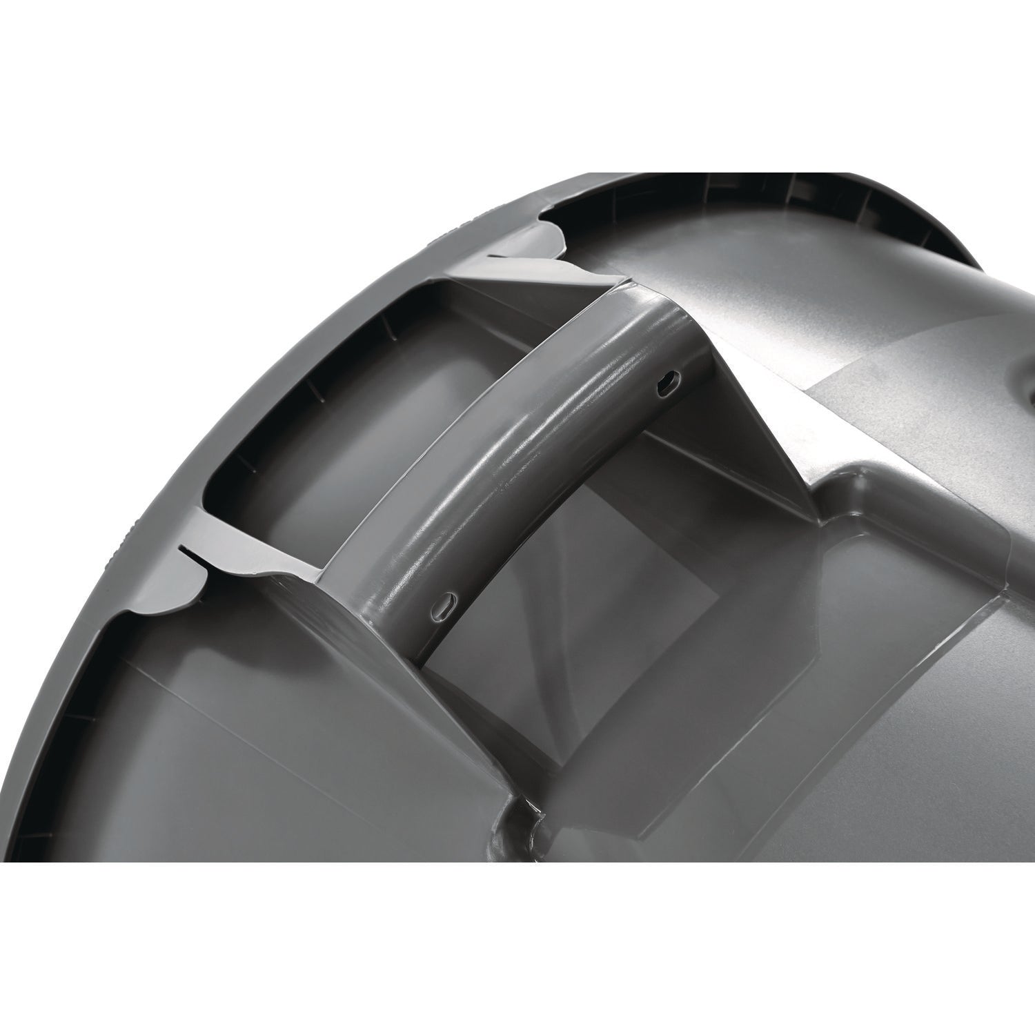 Vented Round Brute Container, 20 gal, Plastic, Gray