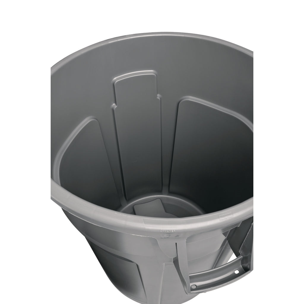 Vented Round Brute Container, 20 gal, Plastic, Gray