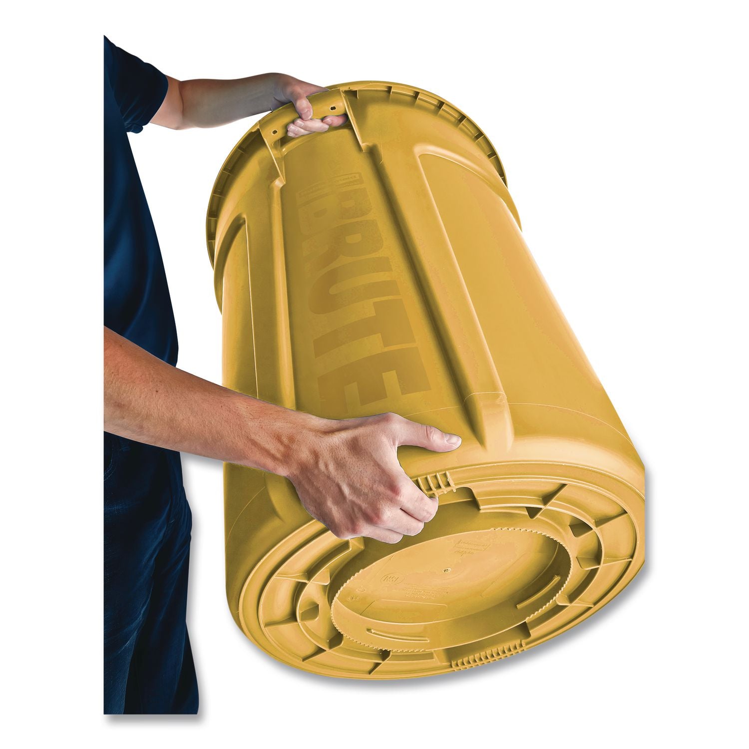 Vented Round Brute Container, 20 gal, Plastic, Yellow