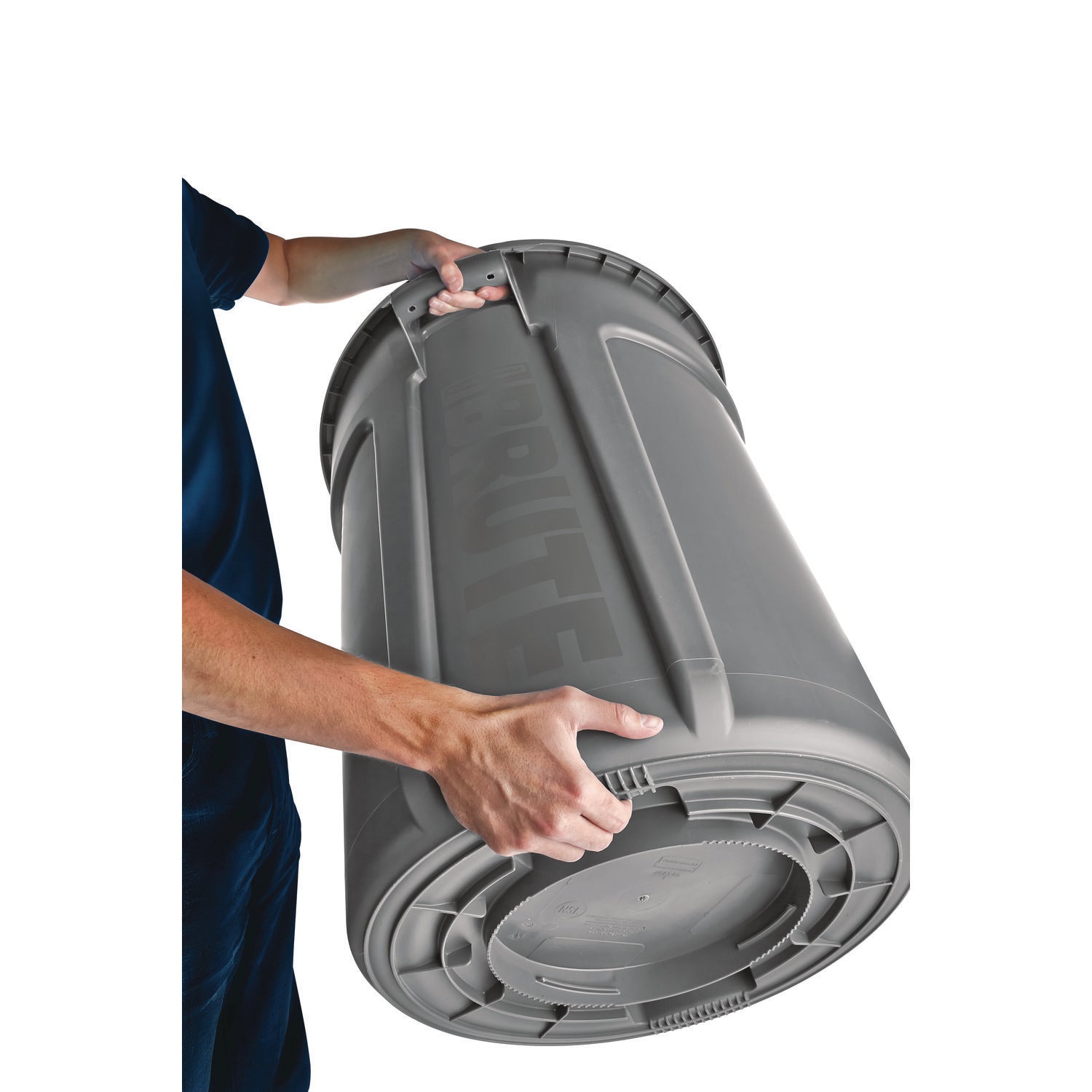 Vented Round Brute Container, 32 gal, Plastic, Gray