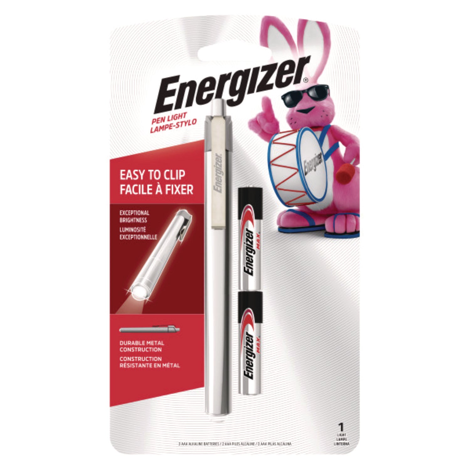 LED Pen Light, 2 AAA Batteries (Included), Silver/Black - 1