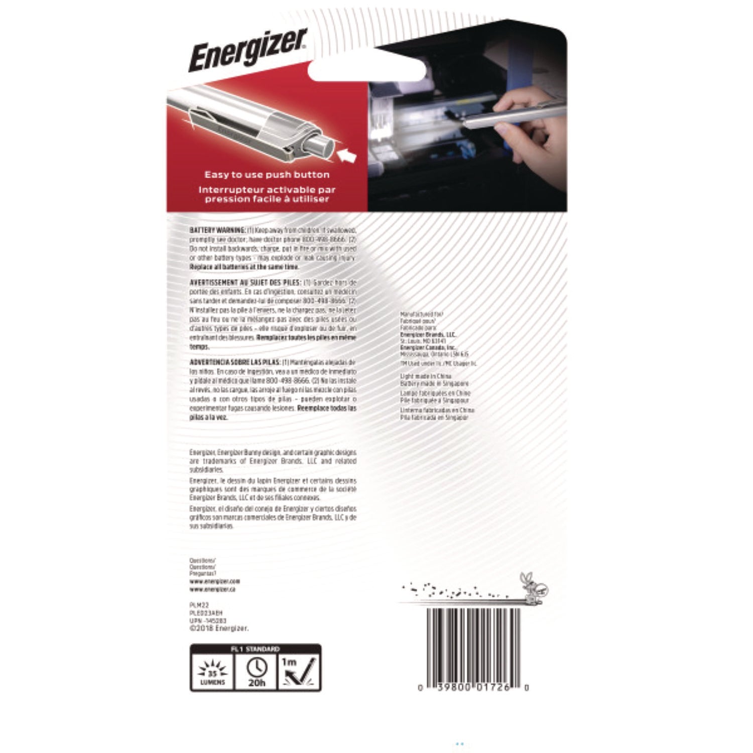 LED Pen Light, 2 AAA Batteries (Included), Silver/Black - 3